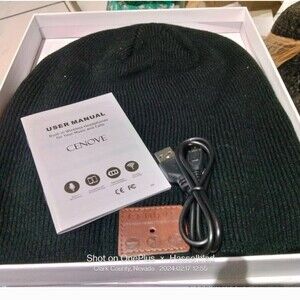 Cenove Built-in Wireless Headphones Black Beanie Earbud Hat Lid Bluetooth